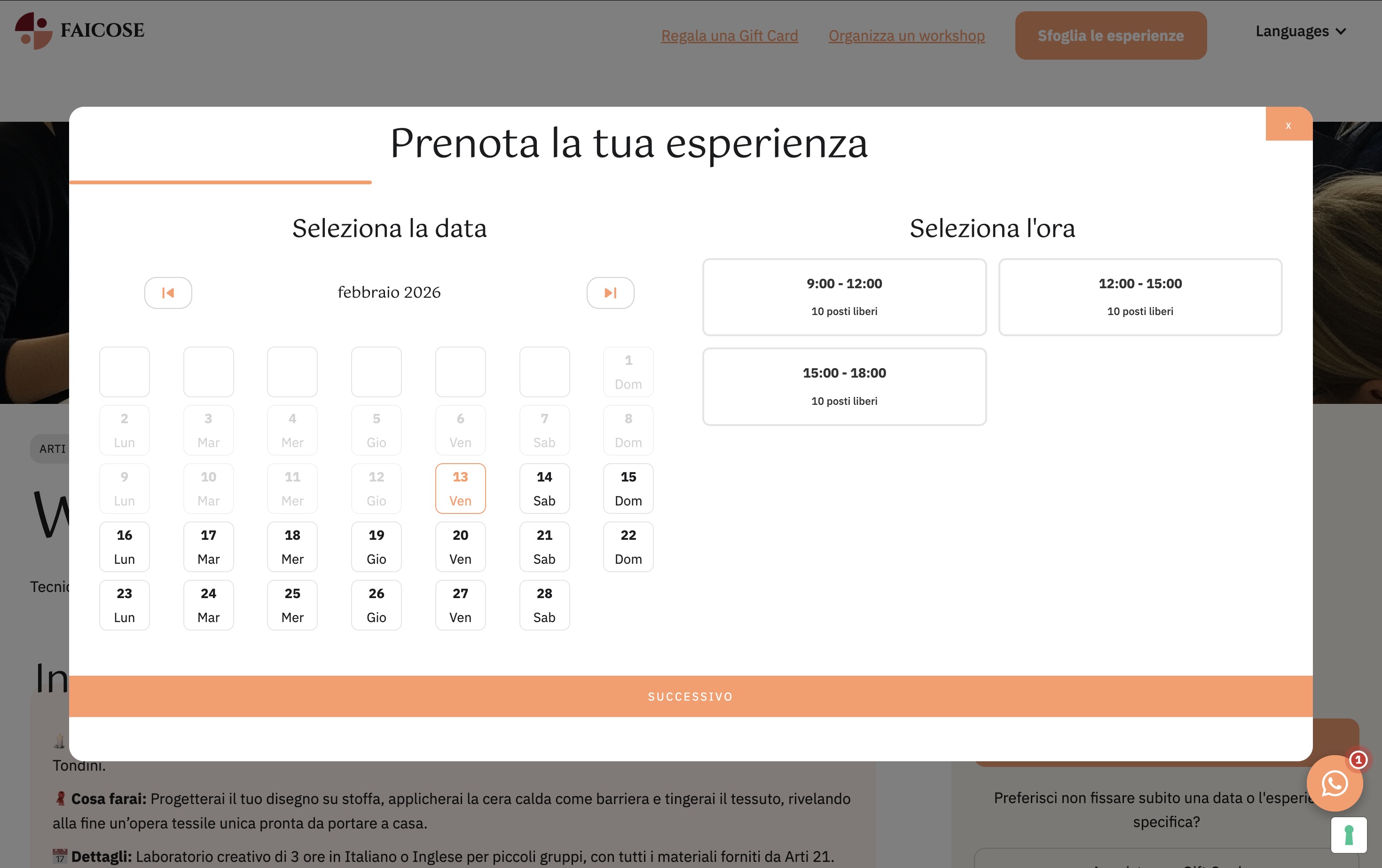 Faicose Booking Flow